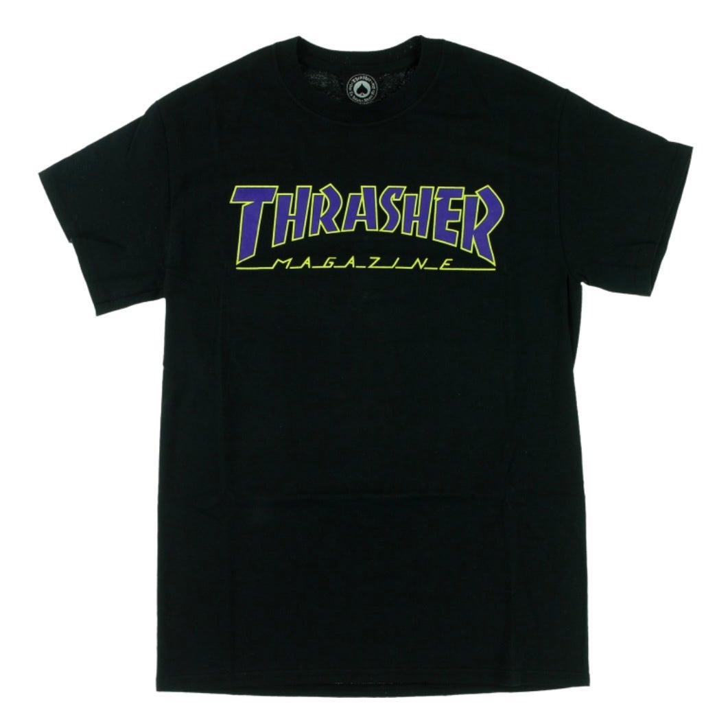 Thrasher Outline T shirt Black Purple Yellow
